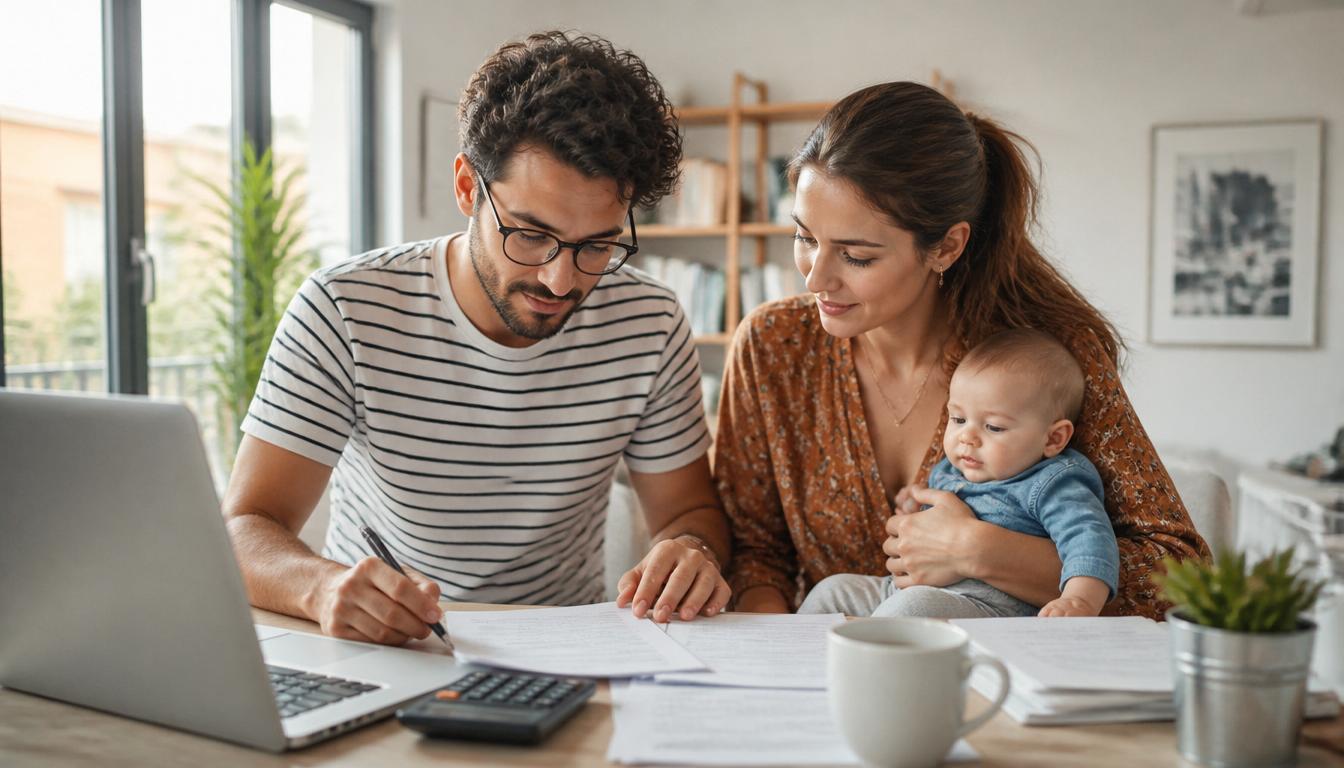 Familie plant gemeinsam ihre Finanzen